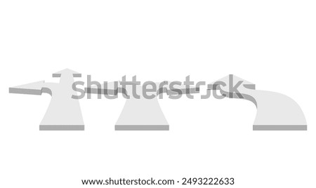 3d direction arrow on the white background