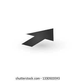 3d Directional wide Arrow icon with shadow. Shows shift or direction of movable object. Can be used for manuals. presentations, apps, ui. Vector illustration isolated on white background.