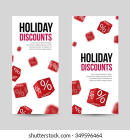 3D Discount Holiday SALE Red Box Banners for Business Designs.