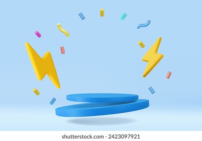 3d Discount product sale podium. Special Flash offer composition. Stage Podium Scene with for Award, Decor element background. 3d render. Vector illustration