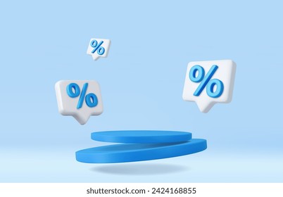 3d Discount product sale podium. Special offer composition. Stage Podium Scene with for Award, Decor element background. 3d render. Vector illustration