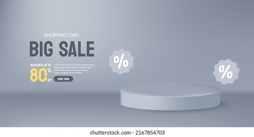 3D discount sale podium. Big Sale podium elegant background. Vector illustration