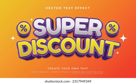 3D Discount Sale Text Effect Graphic Styles, Vector