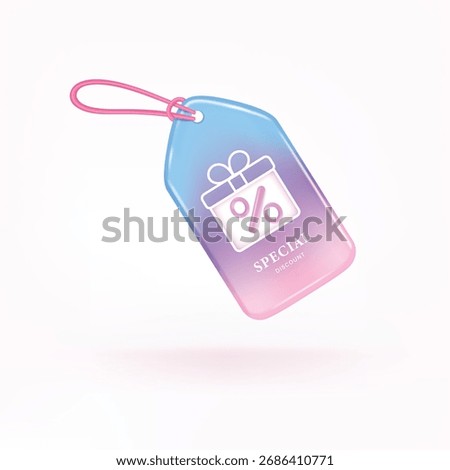 3D discount tag banner gradient color. Tag label, banner with Percentage gift isolated. 3d rendering
