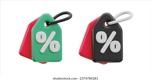 3d discount tag icon set vector illustration