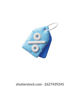 3D discount tag with percentage sign from blue inflated balloon vector icon. Black Friday sale special offer symbol. Low price label. Realistic volume marketing and promotion design element