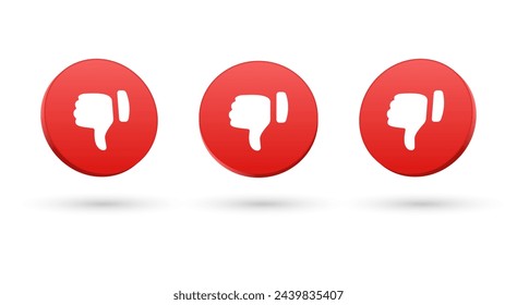 3d dislike icono pulgar abajo icono en moderno botón brillante para los iconos de notificación de redes sociales - botones de calificación de comentarios 3d redes sociales reacciones	
