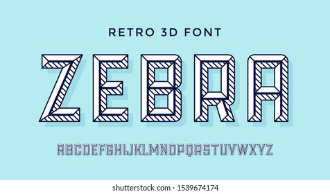 3D Display Font . Display line alphabet and 3d font. Bold uppercase retro letters with facet. Type, typography line letters latin font. Hand-drawn modern font for headline. Vector Illustration