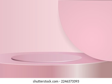 3d muestra la escena abstracta del producto con el podio en fondo rosa muestra cosmética