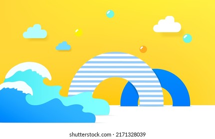 3d display for showing products presentation with summer scene