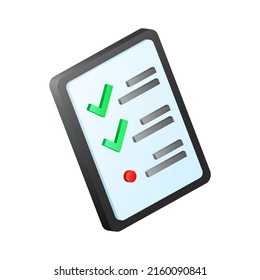 Lista de tareas pendientes 3D. Lista de verificación gráfica en fondo blanco. Ilustración del vector