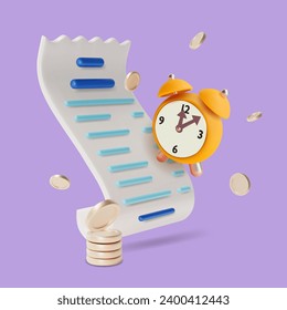 3d Lista Planificación Diseño Concepto de negocio Símbolo de estilo de caricatura de Recordatorio de horario . Ilustración vectorial de la gestión de tareas