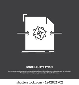 3d, document, file, object, processing Icon. glyph vector symbol for UI and UX, website or mobile application
