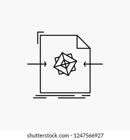 3d, document, file, object, processing Line Icon. Vector isolated illustration