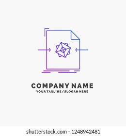 3d, document, file, object, processing Purple Business Logo Template. Place for Tagline