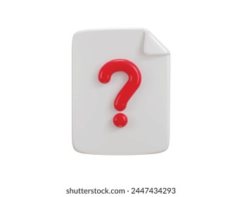 3d document paper with question mark paper document sheet with question sign faq question mark icon 3d render