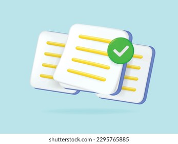 3d documents clipboard task management todo checklist, efficient work on project plan finances, education or medical assignment exam, productivity solution icon isolated blue. 3d icon vector render