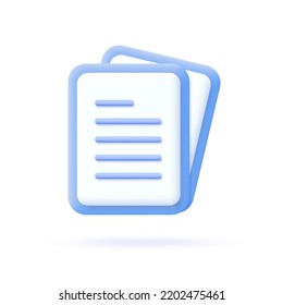 3d documents icon. Symbol of form, survey, file. Vector illustration.