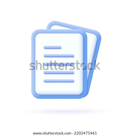 3d documents icon. Symbol of form, survey, file. Vector illustration.