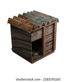3d doghouse.3d rendering of a dog house isolated on white
