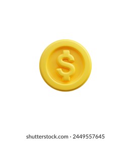 3D dollar coin icon. 3d render money cash. Currency exchange, business financial investment, payment sign, wealth symbol, banking. Realistic golden coin vector illustration isolated on white