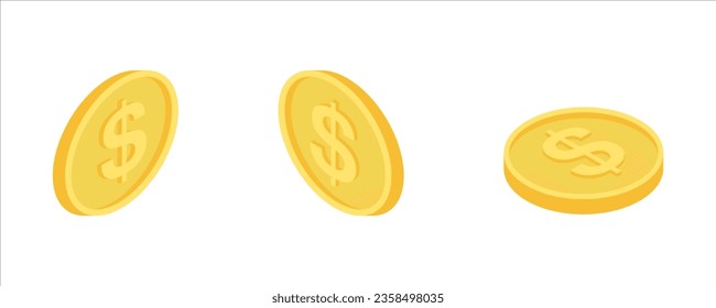 3D dollar coin. Isometric coin vector illustration