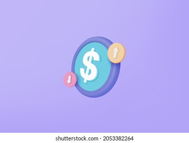 3D Dollar coin  money financial for online shopping, online payment Dollar coin with payment protection. 3d vector render for business finance, online banking and online shopping for security