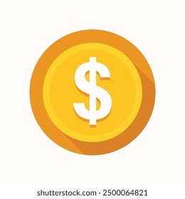 3d Dollar Coin, money vector illustration, flat vector, gold coins, golden, dollar sign, dollar money