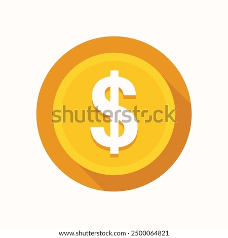 3d Dollar Coin, money vector illustration, flat vector, gold coins, golden, dollar sign, dollar money