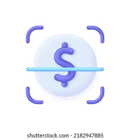 Icono de dólar 3D aislado en fondo blanco. Símbolo de dinero. Se puede usar para muchos fines. Vector moderno y de moda en estilo 3d.