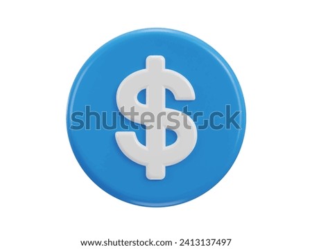 3d dollar icon on rounded button vector illustration
