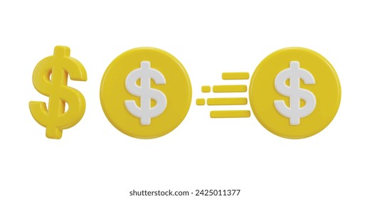 3D-Dollar-Symbol auf Währung gesetzt Erstes wachsenes Konzept Vektor-Illustration