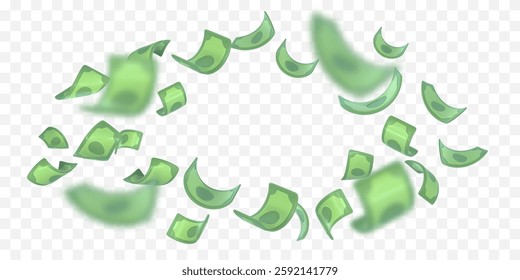 3d dollar notes falling. Financial success concept. Vector illustration.