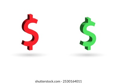3d dollar sign. Dollar symbol isolated 3d rendering vector illustration.