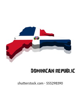 3D Dominican Republic map and flag