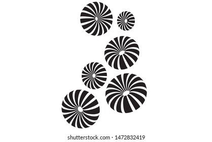 3d donuts flowers black and white graphic