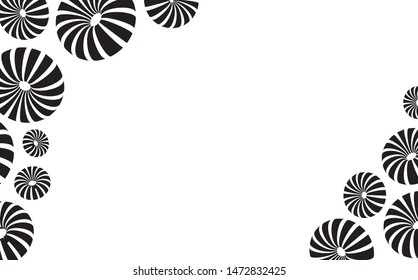 3d donuts flowers black and white graphic