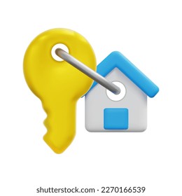 Vector de icono de la llave de 3d puerta. Aislado sobre fondo blanco. 3 d concepto inmobiliario y de alquiler. Dibujo de estilo mínimo. Ilustración del vector de icono de 3d.