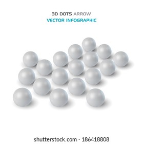 3D Dots Arrow. Businees Concept. Vector Infographic Design.