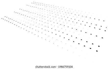 3D-Punkte, kreisen geometrische Anordnung in der Perspektive. Entschärfende, abnehmende Fesseln, versteifende, verstopfende Kunst-Raumgrafik