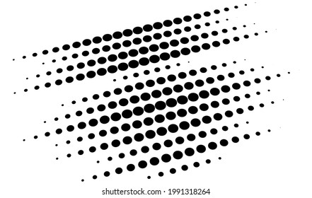 3D dots, circles geometric arrangement in perspective. Vanishing, diminishing speckles, stipple, stippling art spatial illustration