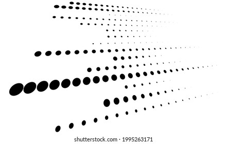 3D-Punkte, kreisen geometrische Anordnung in der Perspektive. Entschärfende, abnehmende Fesseln, versteifende, verstopfende Kunst-Raumgrafik