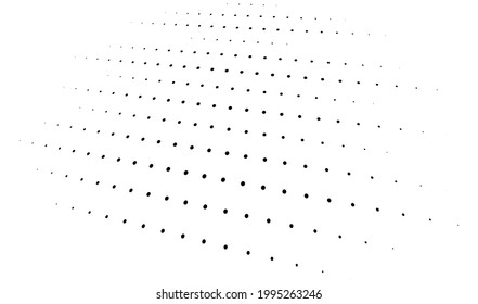 3D dots, circles geometric arrangement in perspective. Vanishing, diminishing speckles, stipple, stippling art spatial illustration