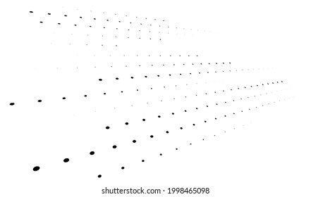 3D-Punkte, kreisen geometrische Anordnung in der Perspektive. Entschärfende, abnehmende Fesseln, versteifende, verstopfende Kunst-Raumgrafik