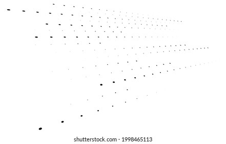 3D dots, circles geometric arrangement in perspective. Vanishing, diminishing speckles, stipple, stippling art spatial illustration
