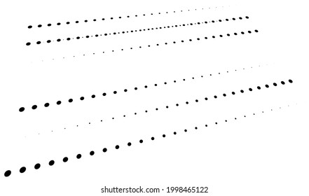 3D dots, circles geometric arrangement in perspective. Vanishing, diminishing speckles, stipple, stippling art spatial illustration