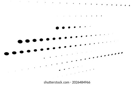 3D dots, circles geometric arrangement in perspective. Vanishing, diminishing speckles, stipple, stippling art spatial illustration
