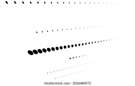 3D dots, circles geometric arrangement in perspective. Vanishing, diminishing speckles, stipple, stippling art spatial illustration