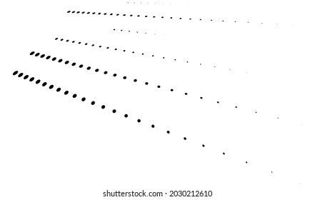 3D dots, circles geometric arrangement in perspective. Vanishing, diminishing speckles, stipple, stippling art spatial illustration
