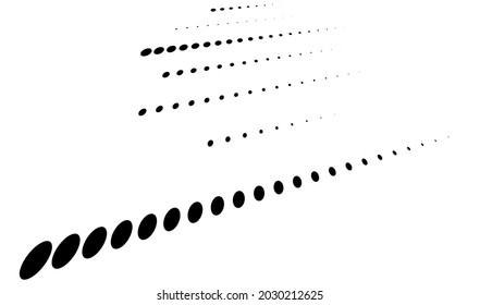 3D dots, circles geometric arrangement in perspective. Vanishing, diminishing speckles, stipple, stippling art spatial illustration